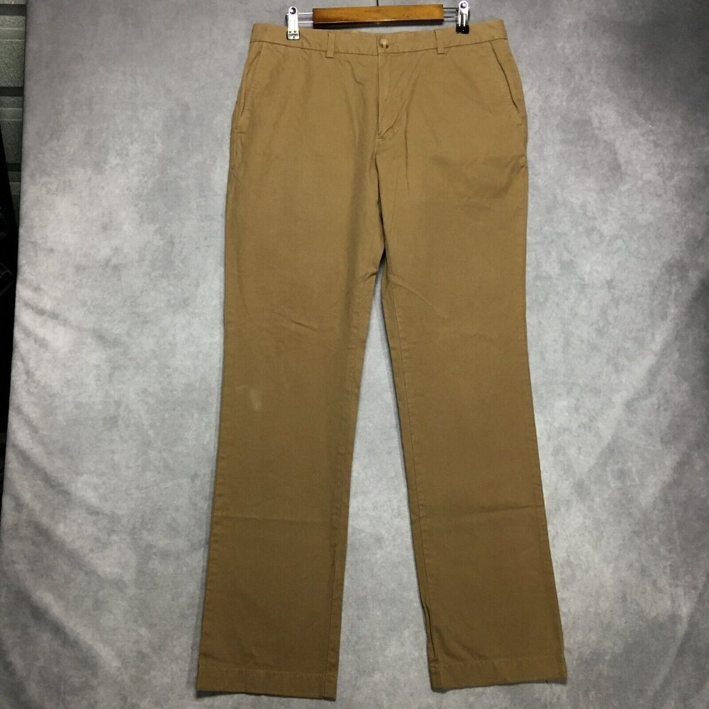 Vineyard Vines Mens‎ Slim Fit Breaker Pants size 34x34 Brown Flat Front Stretch - Picture 2 of 16